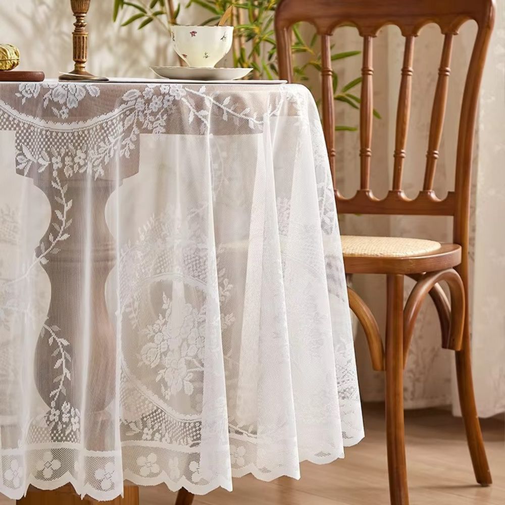 Durchsichtige Tischdecke Rund Spitzen Blumenmuster