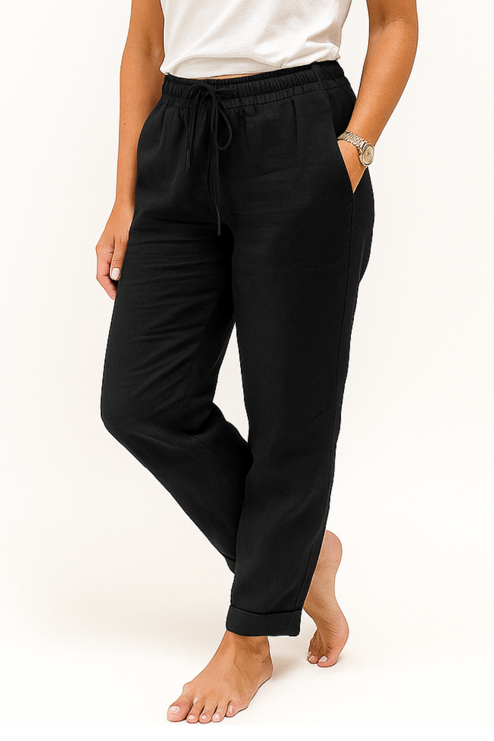 Herren Hose mit Gummibund und Kordelzug