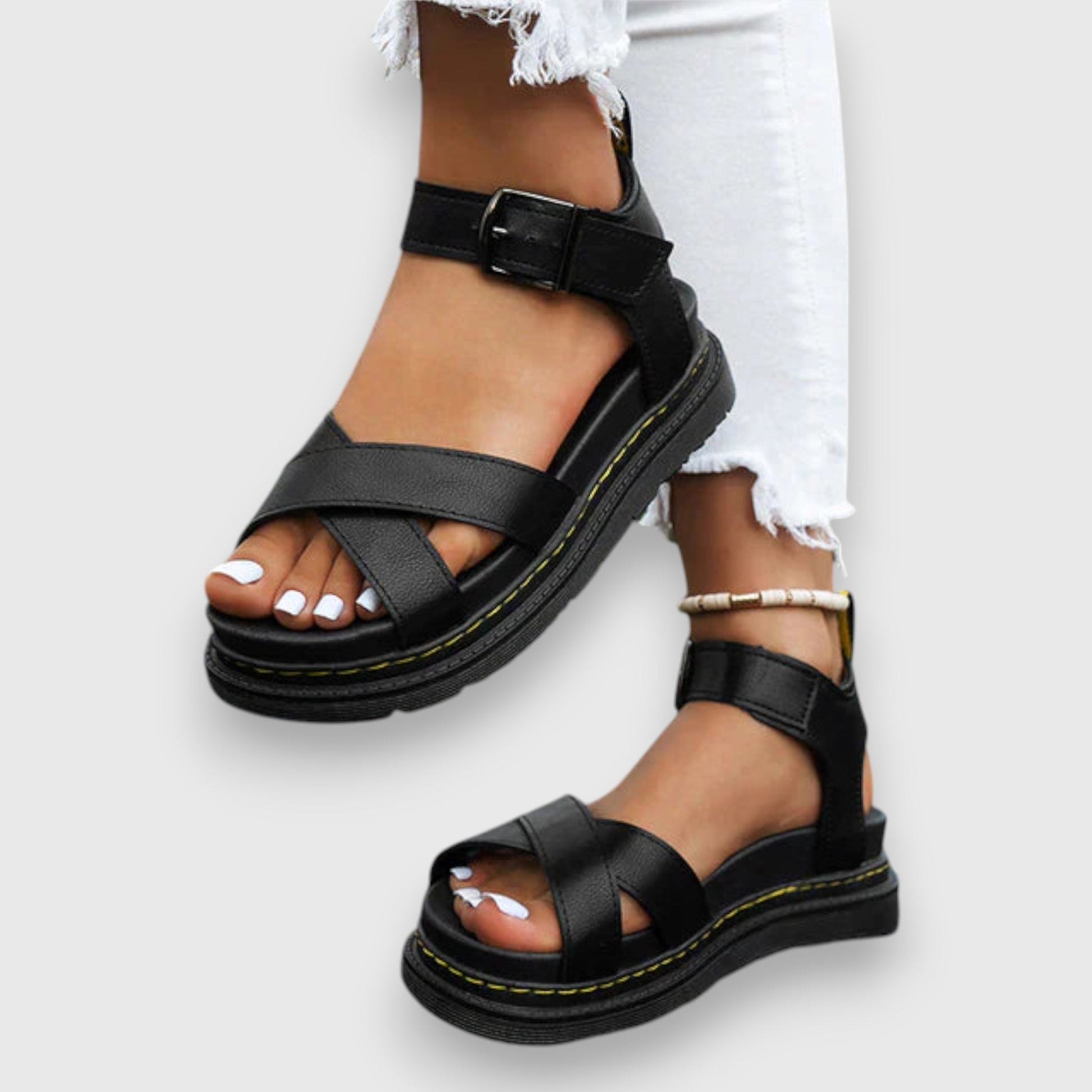 Damen Sportliche Sandalen Leder Braun - Norvielle