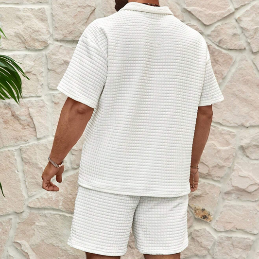 Herren Freizeit-Shorts-Set Locker Passform Kurzärmelig Zweiteilig - Norvielle