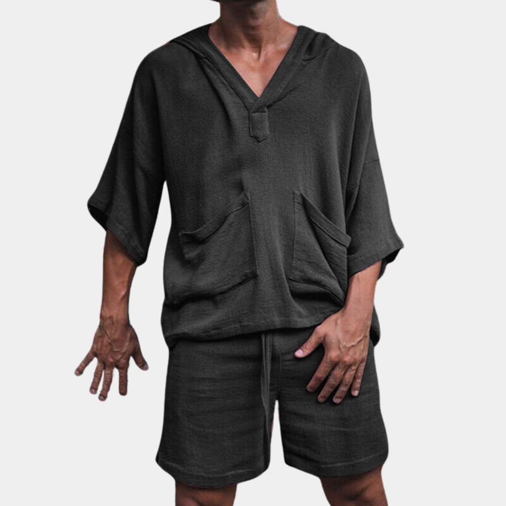 Herren Boho Shorts Hoodie Set Loose Fit Zweiteiler - Norvielle