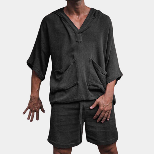 Herren Boho Shorts Hoodie Set Loose Fit Zweiteiler - Norvielle