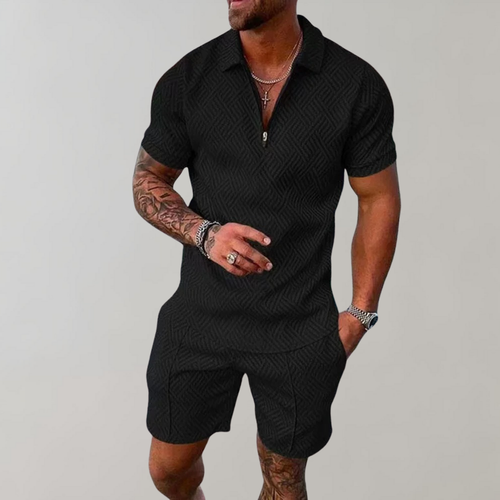 Herren Kurzarm Poloshirt Shorts Set Sommer - Norvielle