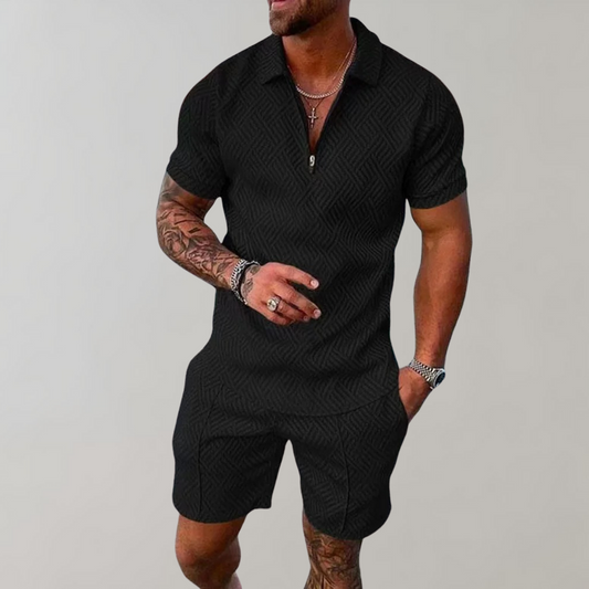 Herren Kurzarm Poloshirt Shorts Set Sommer - Norvielle
