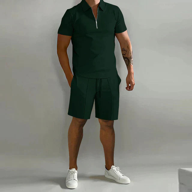 Herren Polo Kurzarm Shorts Set Sommer Zweiteilig - Norvielle
