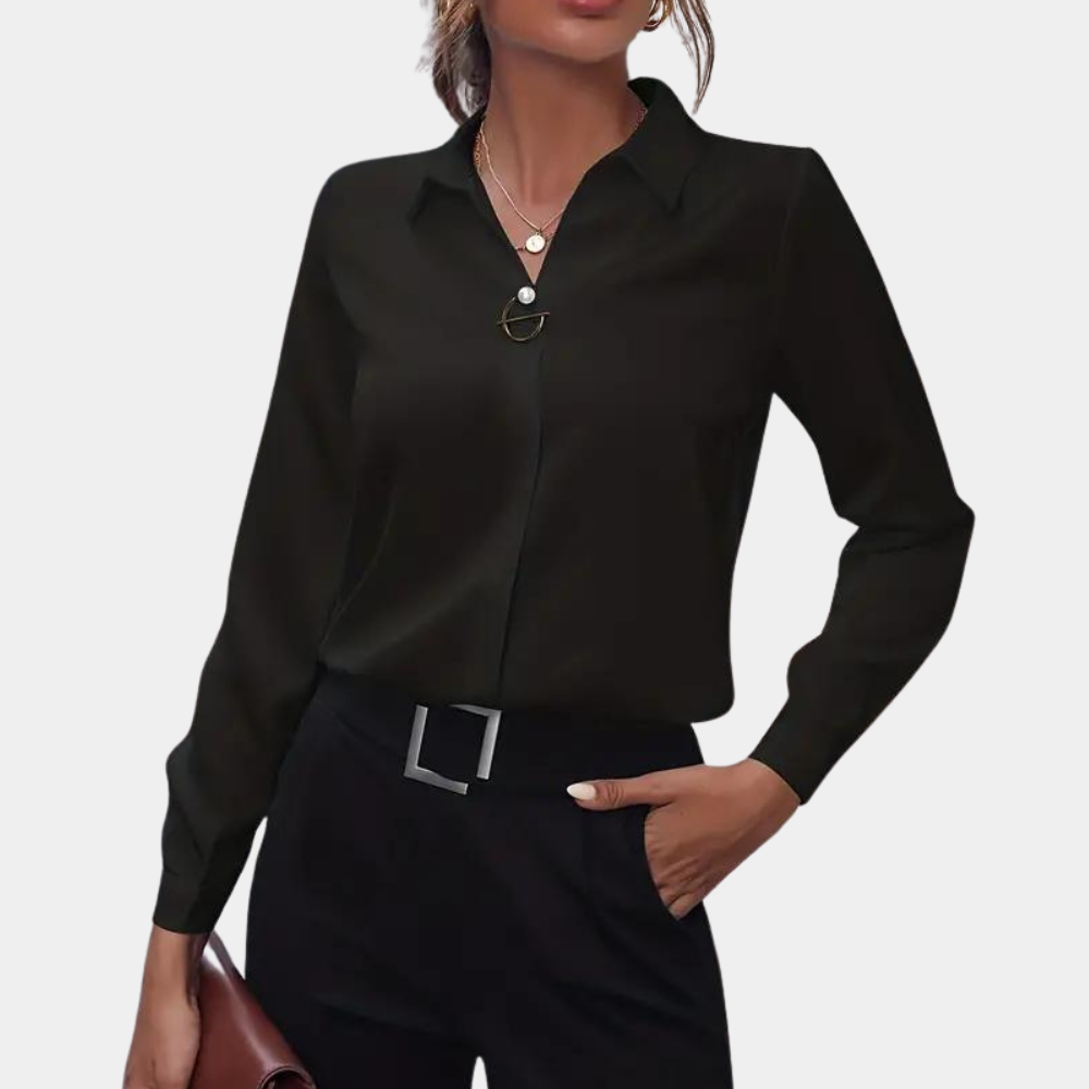 Damen Bluse Klassischer Kragen Lange Ärmel