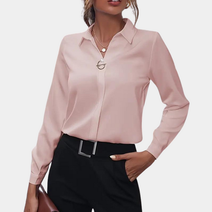 Damen Bluse Klassischer Kragen Lange Ärmel