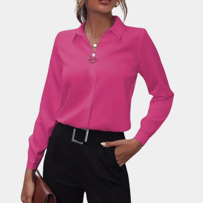 Damen Bluse Klassischer Kragen Lange Ärmel