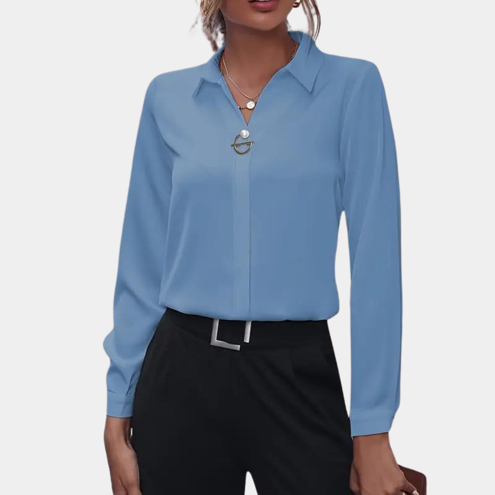 Damen Bluse Klassischer Kragen Lange Ärmel