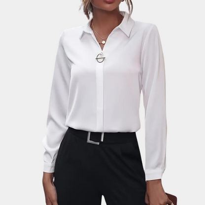 Damen Bluse Klassischer Kragen Lange Ärmel