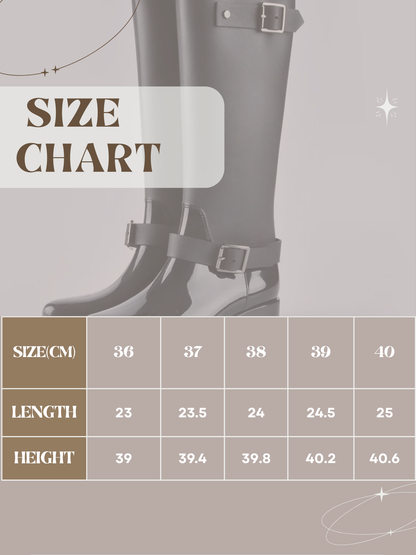 Damen Gummistiefel Wasserdicht Schnallen Hoch