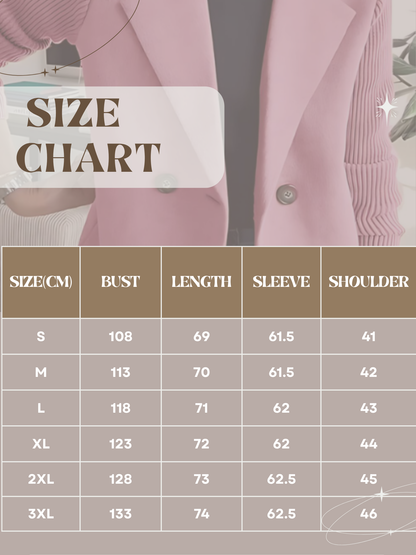 Damen Strickärmel Blazer Hüftlang Maßgeschneidert - Norvielle
