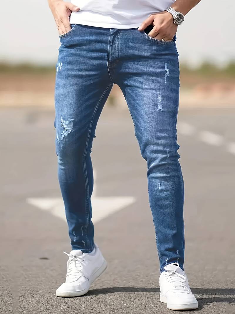 Herren Skinny-Jeans Destroyed Optik