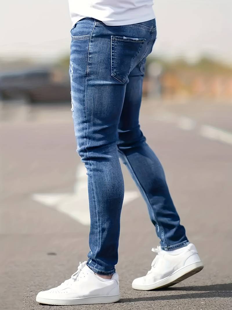 Herren Skinny-Jeans Destroyed Optik