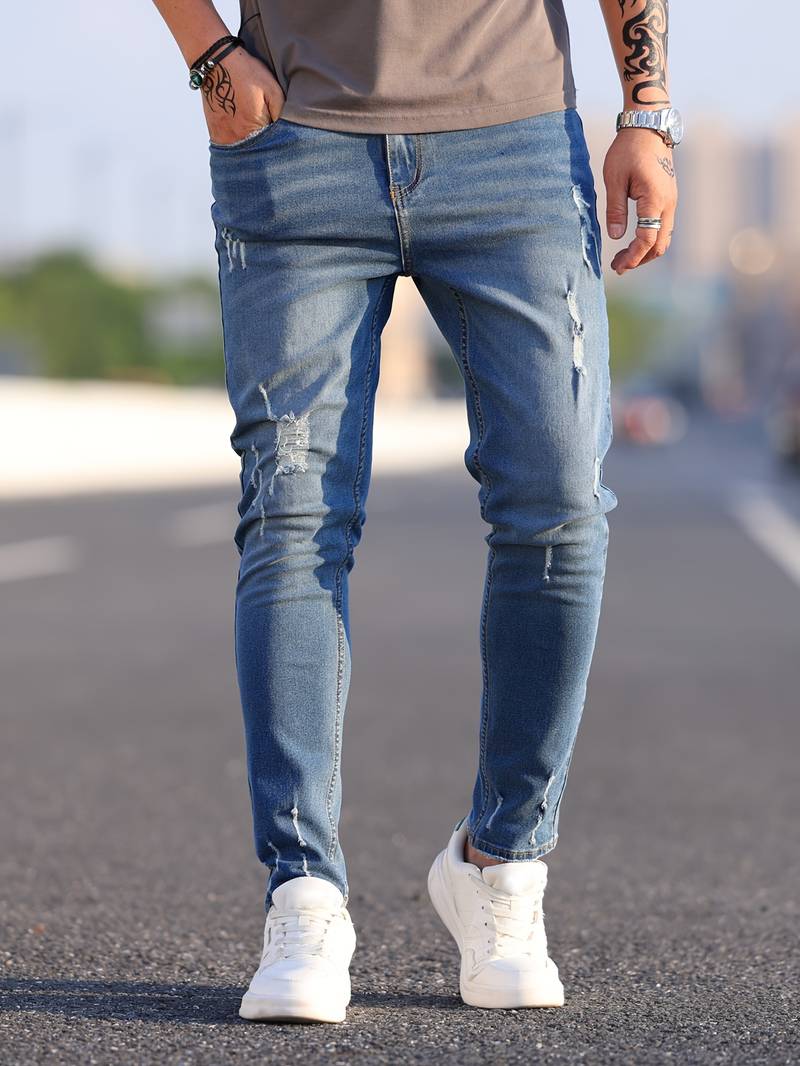 Herren Skinny-Jeans Destroyed Optik