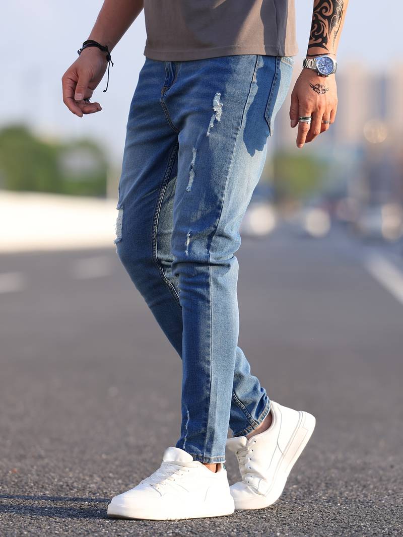 Herren Skinny-Jeans Destroyed Optik