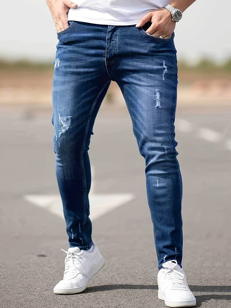 Herren Skinny-Jeans Destroyed Optik