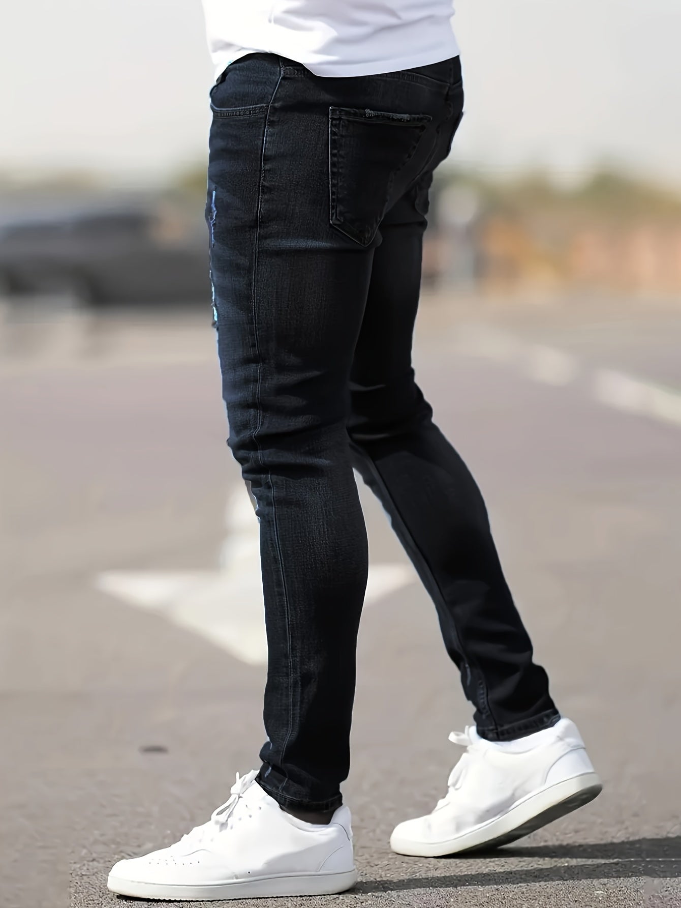 Herren Skinny-Jeans Destroyed Optik