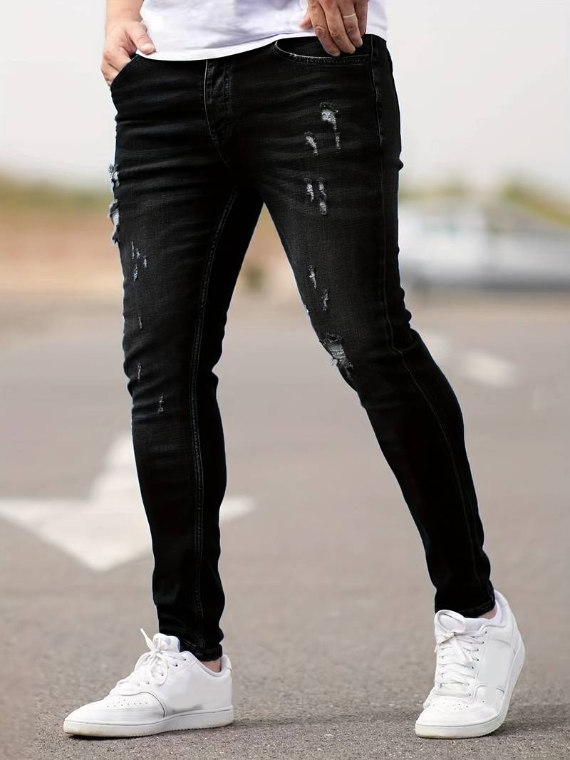 Herren Skinny-Jeans Destroyed Optik