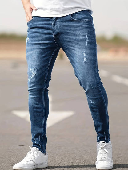 Skinny-Jeans | Ripped | Stretch | Schlanke Fit-Jeans | Herrenjeans-Hellblau-XS-Chaps Herrenmode