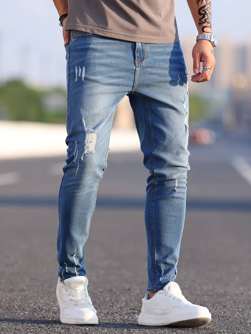 Herren Skinny-Jeans Destroyed Optik