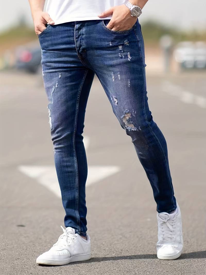 Herren Skinny-Jeans Destroyed Optik