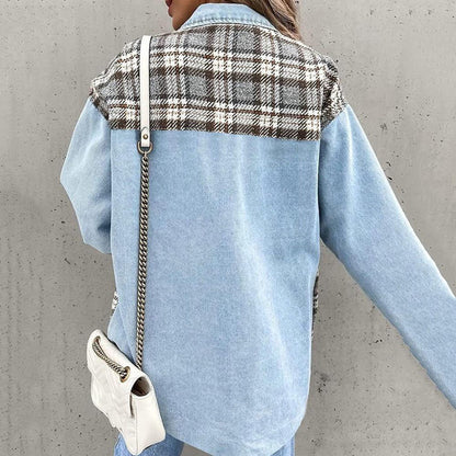 Damen Jeansjacke Kariert