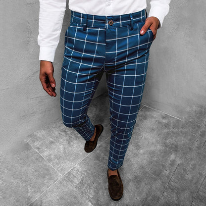 Herren Karo-Hose Slim Fit Gerader Schnitt