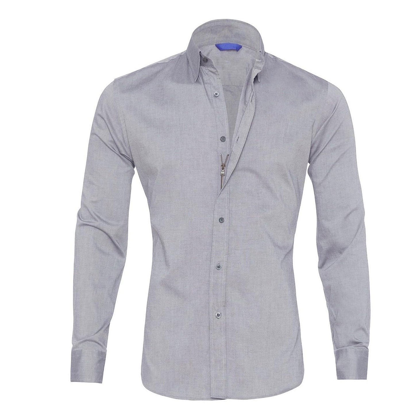 Herren Hemd Langarm Slim Fit Reißverschluss