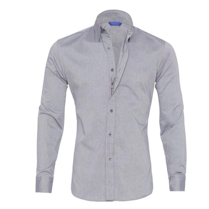 Herren Hemd Langarm Slim Fit Reißverschluss