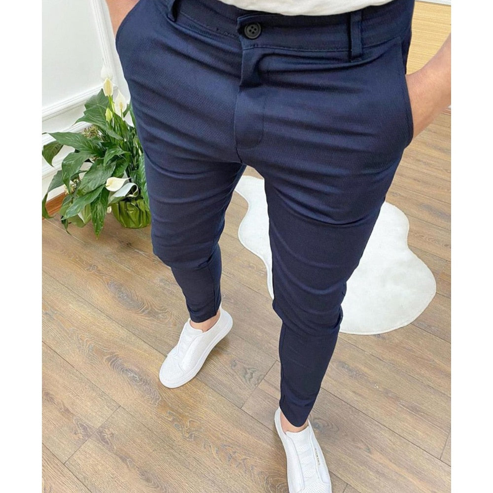 Slim-Fit-Chinos – Business Casual – Stretch – Chino-Hosen – Herrenhosen-Blau-S-Chaps Herrenmode