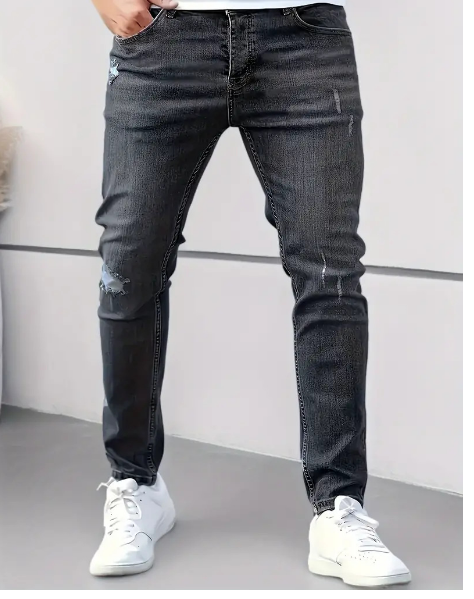 Slim-Fit-Jeans | Stretch | Rissig | Skinny-Jeans | Herrenjeans-Dunkelgrau-XS-Chaps Herrenmode