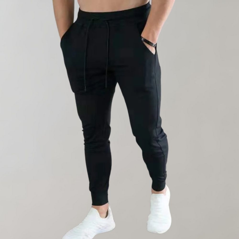Slim Fit Jogginghosen Elastische Taille Schwarz - Norvielle