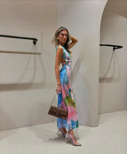 Damen Maxikleid mit Rückenausschnitt Seidig