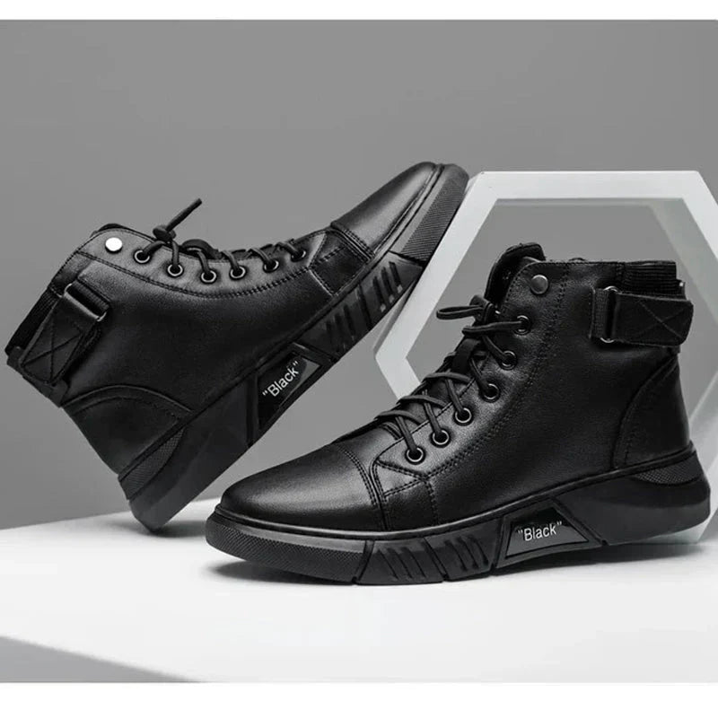 Herren Sneaker-Stiefel Schwarz Reißverschluss Hoch - Norvielle