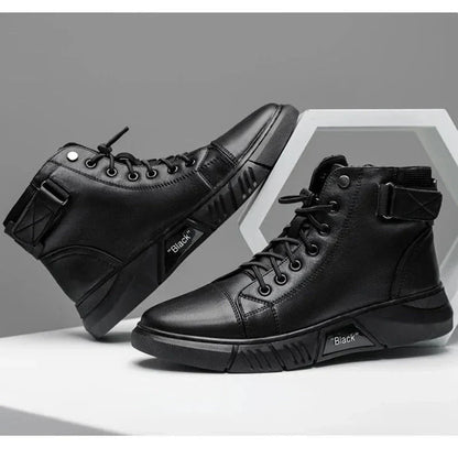 Herren Sneaker-Stiefel Schwarz Reißverschluss Hoch - Norvielle