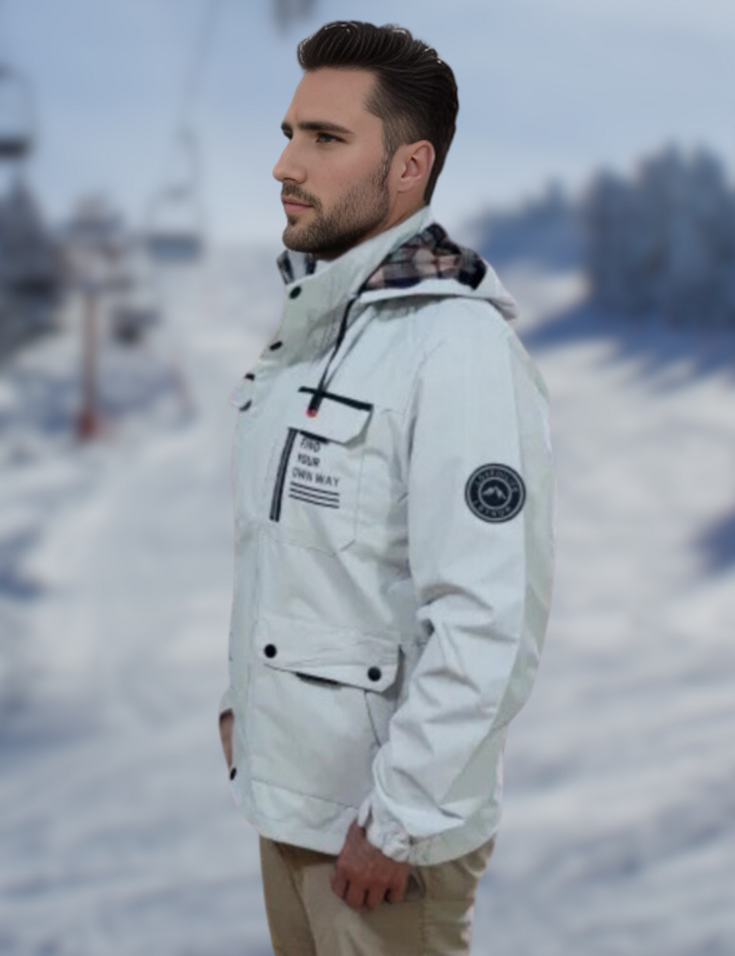 Snow Jacket – Wasserdichte Winter-Skijacke mit Kapuze für Männer-Chaps Herrenmode