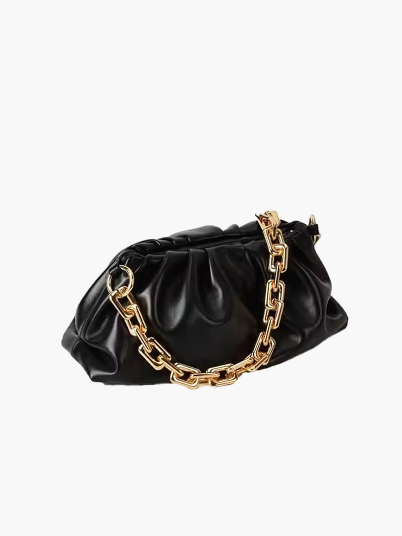Damenhandtasche mit Goldkette Modern Schwarz - Norvielle