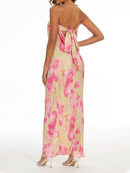 Theresia Damen Maxikleid Blumendruck Baumwolle Elegant