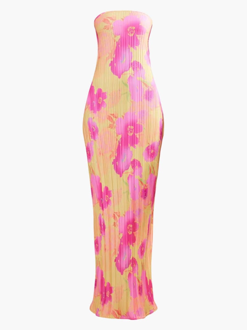 Theresia Damen Maxikleid Blumenprint Baumwolle feminin
