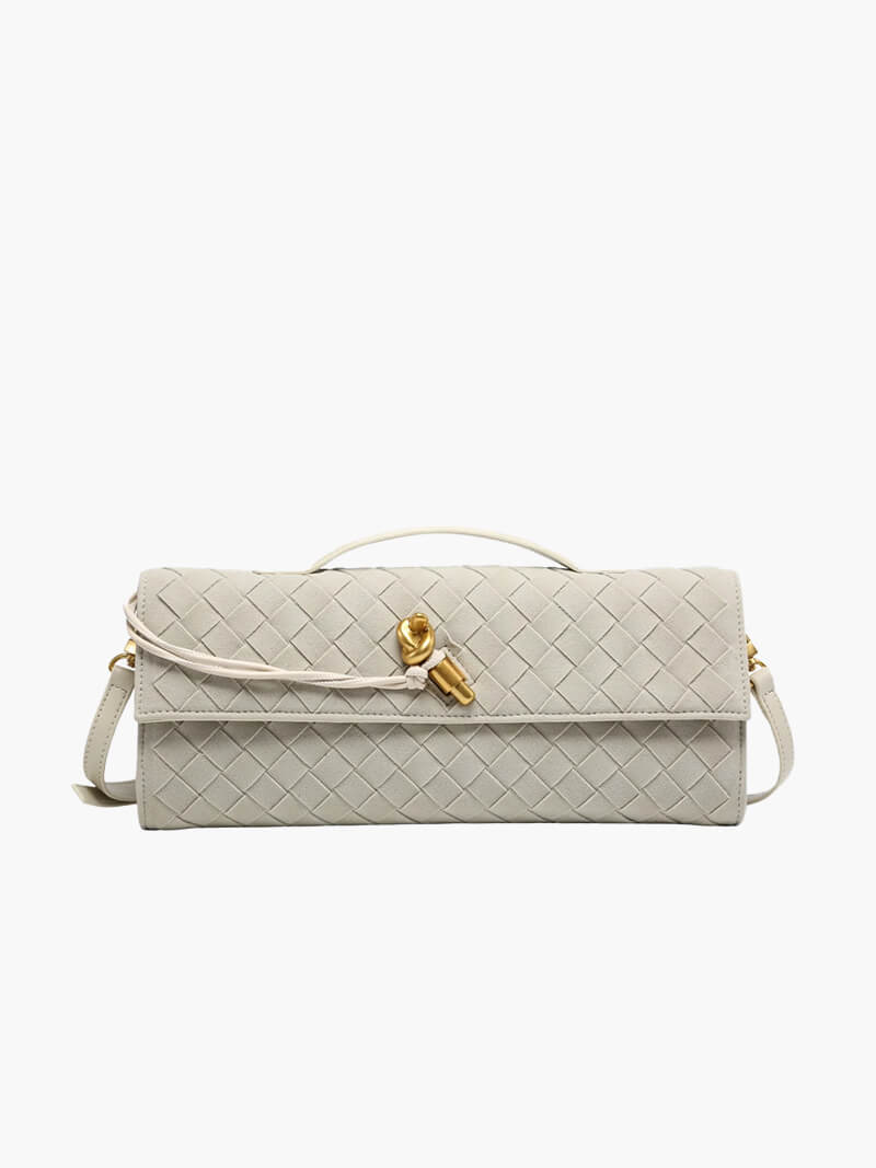 Geflochtene Damen Clutch aus Kunstleder Schwarz - Norvielle