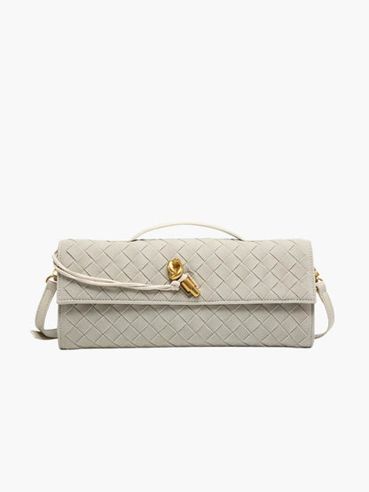 Geflochtene Damen Clutch aus Kunstleder Schwarz - Norvielle