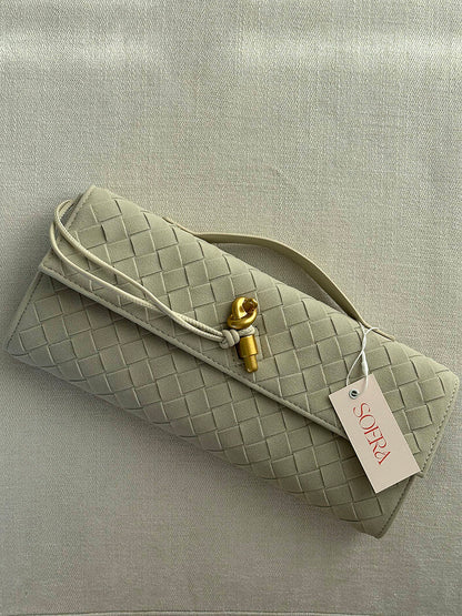 Geflochtene Damen Clutch aus Kunstleder