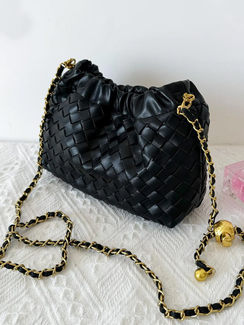 Damenhandtasche Goldkette Leder