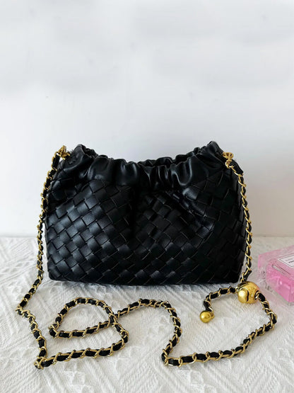 Damenhandtasche Goldkette Leder
