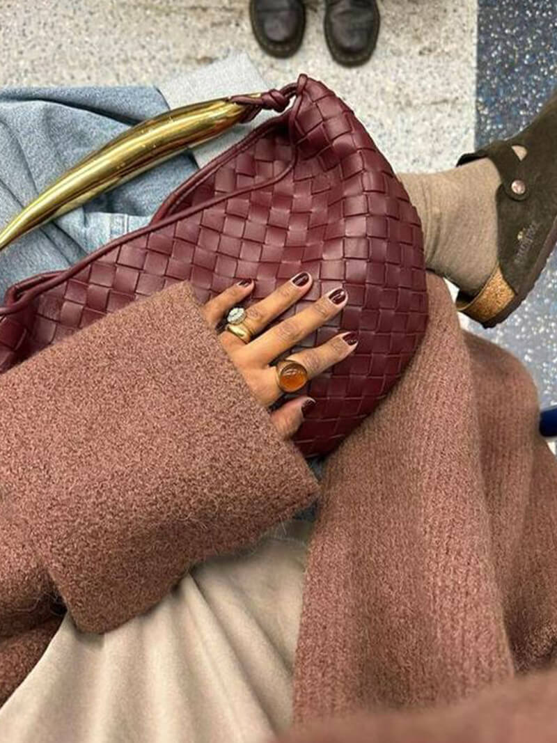 Clio Damen Handtasche Geflochtenes Kunstleder