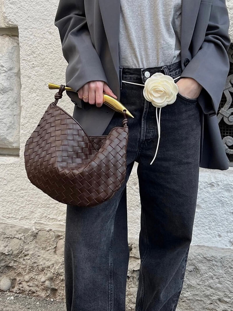 Clio Damen Handtasche Geflochtenes Kunstleder