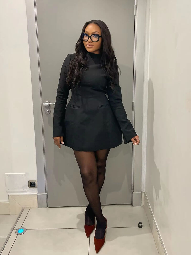Elegantes Damen Mini-Kleid Langarm Tailliert