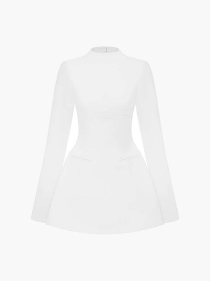 Elegantes Damen Mini-Kleid Langarm Tailliert
