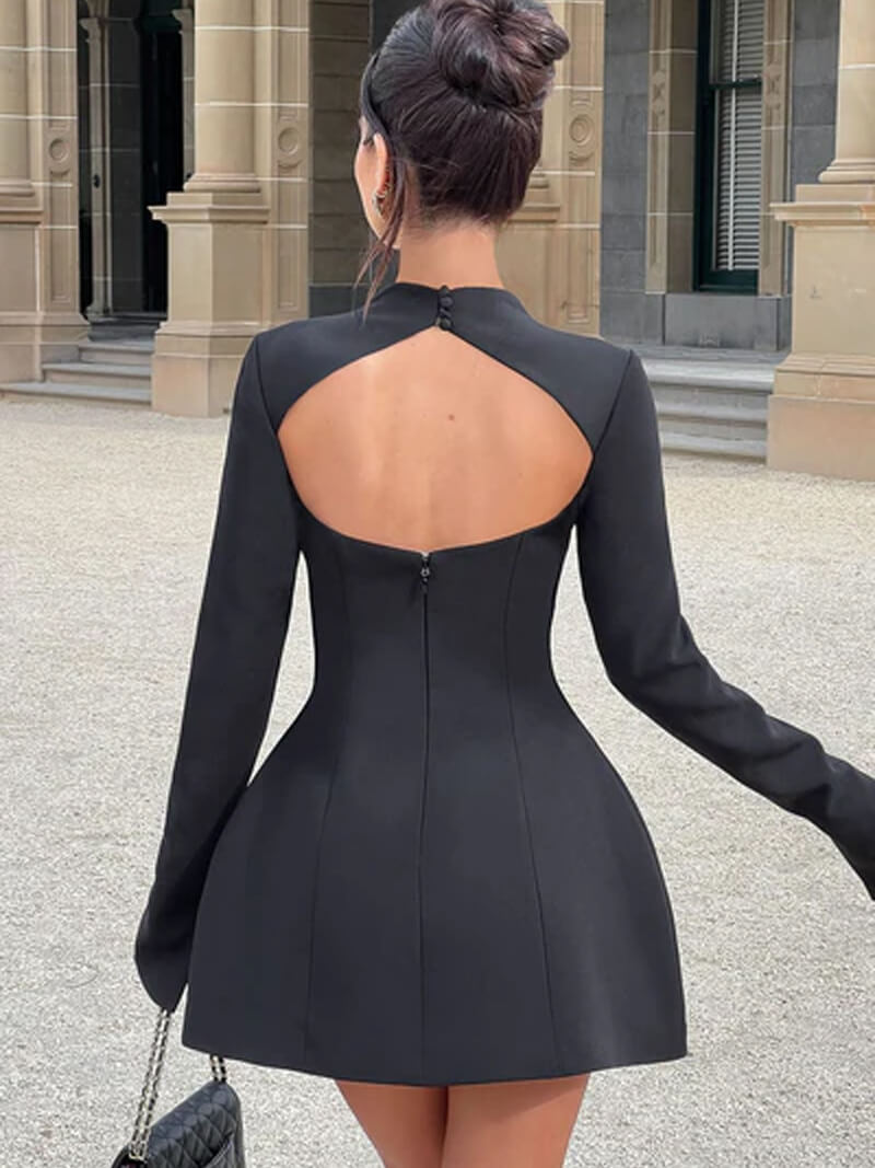 Elegantes Damen Mini-Kleid Langarm Tailliert